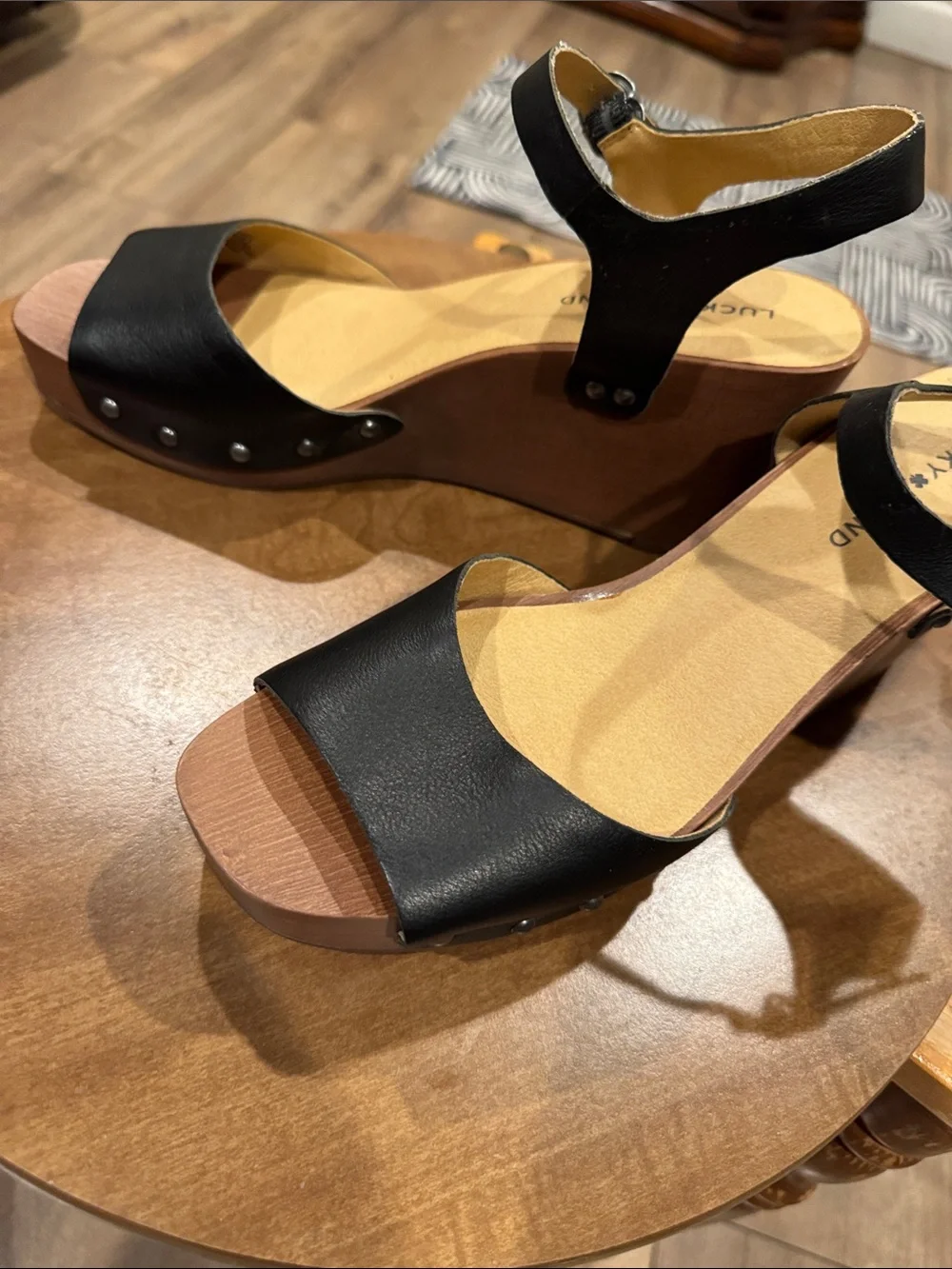 Lucky Brand Black Platform Ankle-Strap Sandals